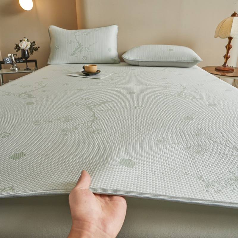 Picture of Class A ice silk mat three-piece set 2025 new summer machine washable antibacterial air conditioning soft mat bed hat 1.8 meters