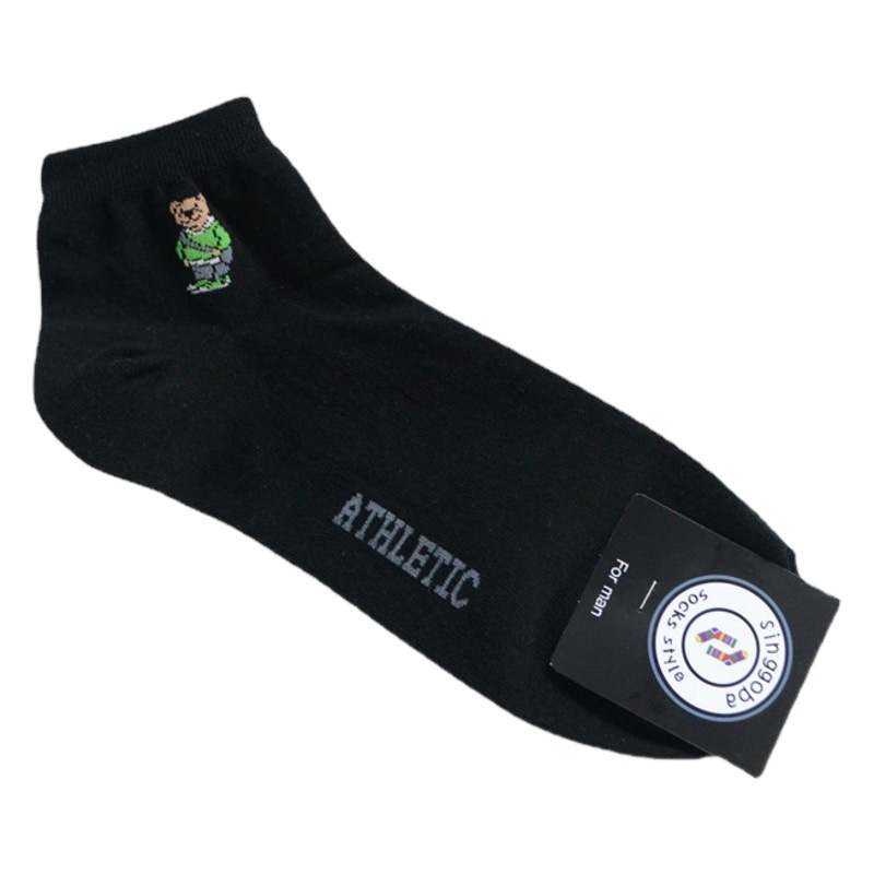 0 South Korea Socks Short Waist Men's Socks Cartoon Bear Sports singgoba Cotton Dongdaemun Spring New College Style