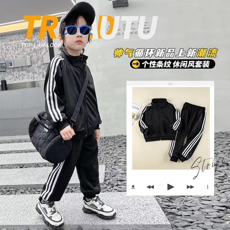 Picture of Children's suit Spring and Autumn Sports Leisure Boys and Girls Children's Sports Three-Pole suit Baby Handsome Two-Piece Fashionable Set