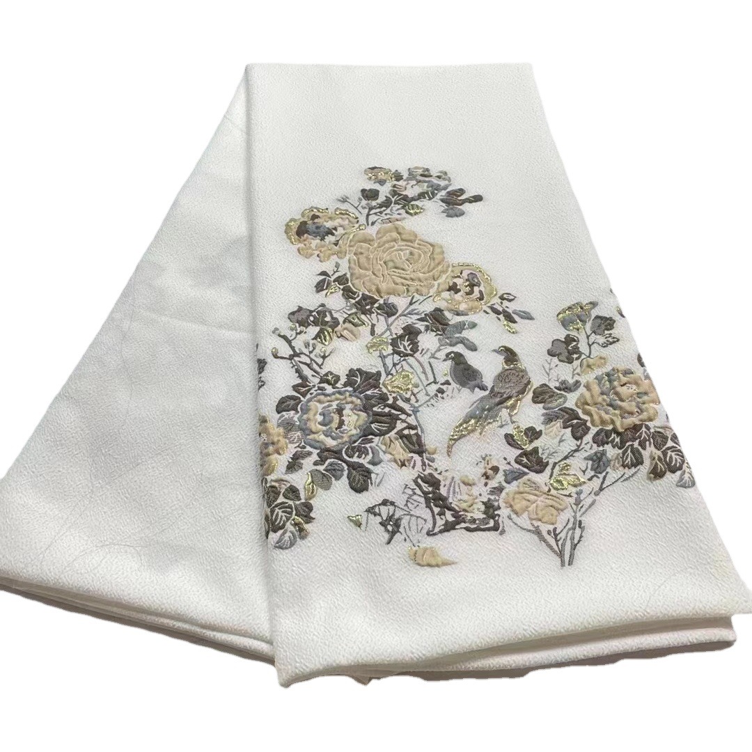New Golden Tulip Embossed Jacquard Fabric Positioning Flower dress Cheongsam Dress Stage Performance Clothing Accessories