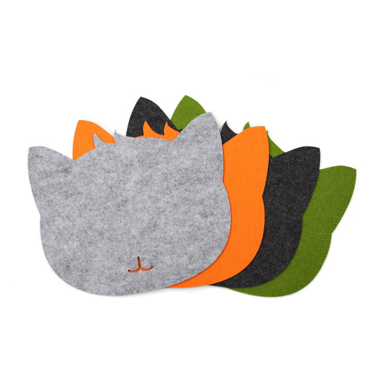 Wholesale Simple and Creative Cute Felt Mouse Pad Kitten Computer Mouse Pad Manufacturer Supplies Desk Pad Handmade
