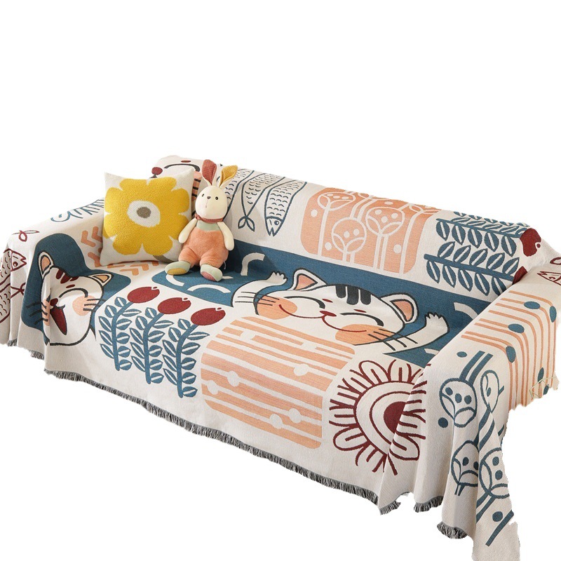 Knitted Universal Sofa Towel Scandinavian Ins Style Cover Cloth Full Cover Sofa Cushion Cover Cover Blanket Single Three Person Universal All Year Round