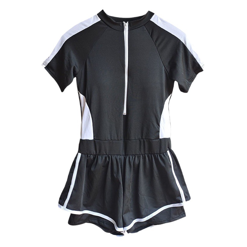 New Professional Swimsuit for Women, One-Piece Belly-Covering, Slimming Look and Conservative Student Sports Style Hot Spring Boxer Swimsuit