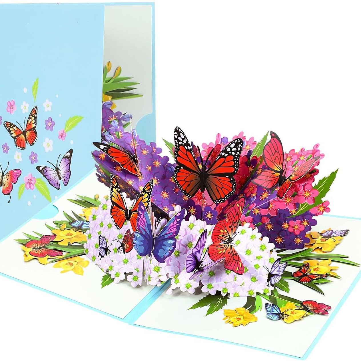 Cross-border in stock Valentine's Day 3D Greeting Card Butterfly Flower Advanced Festival Thank You Card Paper Carving Thanksgiving Card