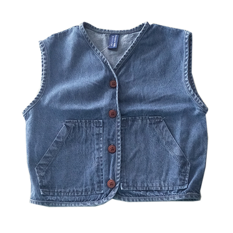 Picture of Korean Style Trendy Children's Spring and Autumn New Vest with Pockets, Loose and Versatile Casual Denim Jacket 2025