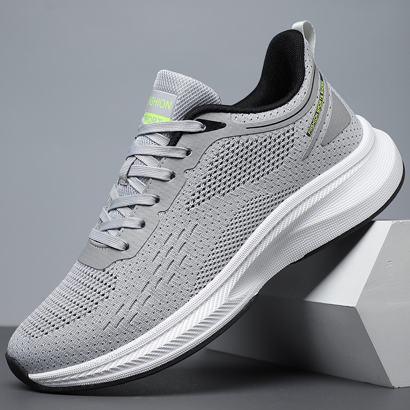 Cross-Border Large Size Men's Shoes New Summer Trend Versatile Casual Sports Shoes Non-Slip Breathable Wear-Resistant Fly-Knit Running Shoes