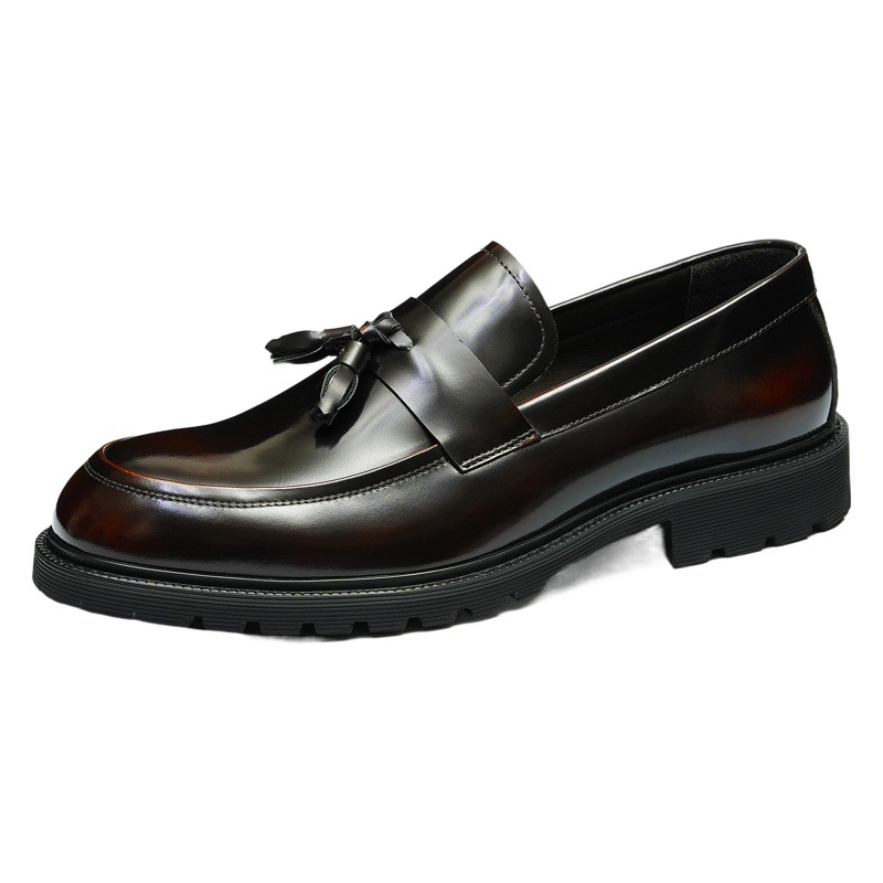 [vip for] tassel loafers men's leather thick-soled British casual shoes cowhide lining business formal wear