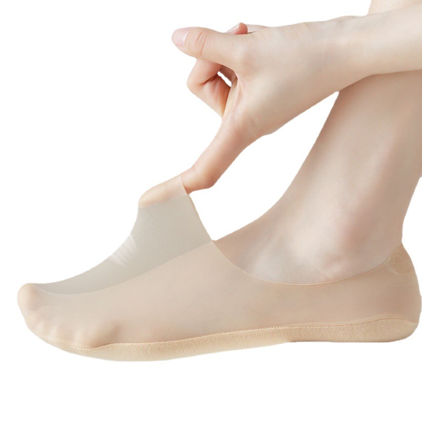 Boat socks women's summer ultra-thin cotton bottom shallow mouth invisible socks women's silicone non-slip with ice silk summer Women