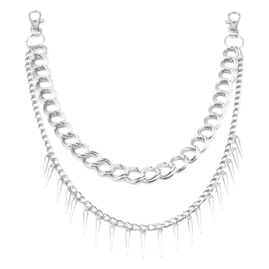 European and American cross-border jewelry ins style fashion personality trend rivet pendant tassel pants chain hip hop punk accessories