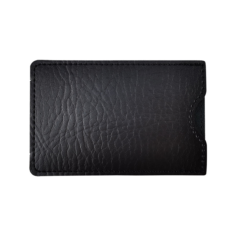 Picture of Source manufacturers thick card sleeve PU flat leather sleeve wooden comb sleeve black brown card sleeve pu leather logo