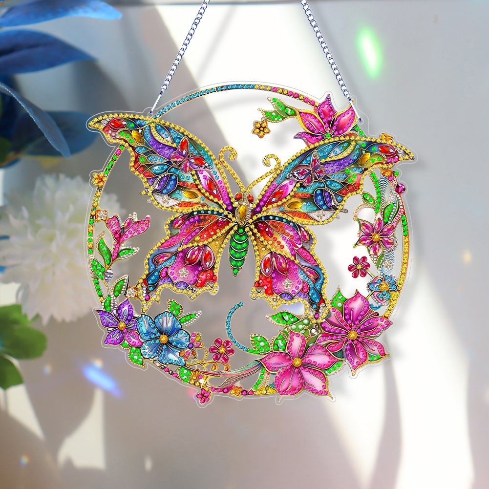 Picture of Cross-mirror new diamond painting acrylic material single-sided crystal diamond doorplate colorful butterfly style factory outlet