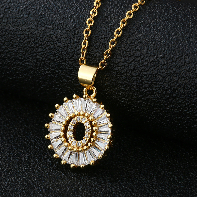 Picture of Letter Necklace Women's Necklace 26 Letters Copper Inlaid Cubic Zircon Vacuum Electroplated Stainless Steel Chain Necklace