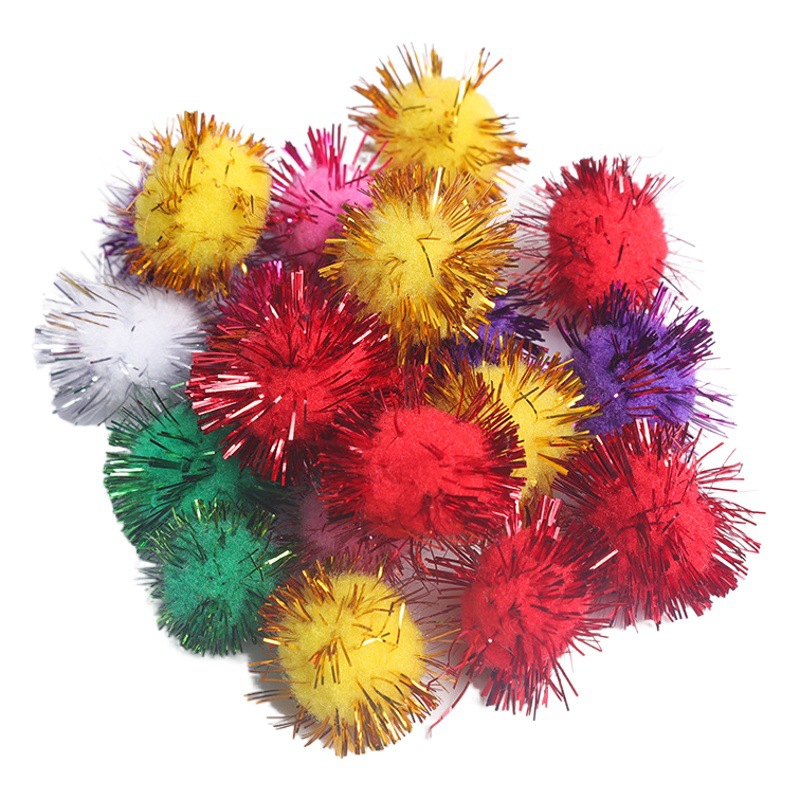 Colorful Gold Thread Pom-Poms Glittering Polypropylene Sequin Balls Christmas Children's DIY Clothing Home Decoration Accessories Yarn Balls