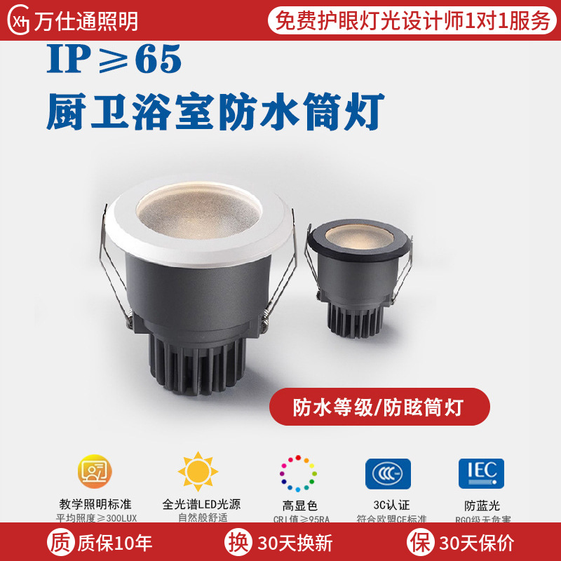 Waterproof Embedded Led Downlight for Foyer, Bathroom, Kitchen Ceiling, Entrance, Hallway, and Restroom Spotlight Cob Recessed Light