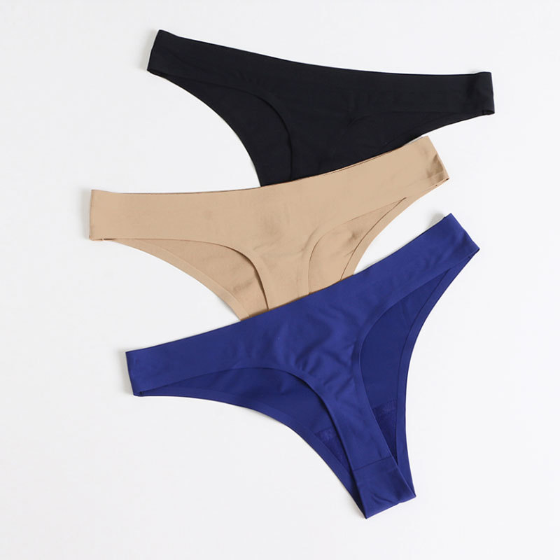 European and American Foreign trade thong women's sexy T pants low waist seamless one-piece Ice Silk Sports Fitness women's underwear