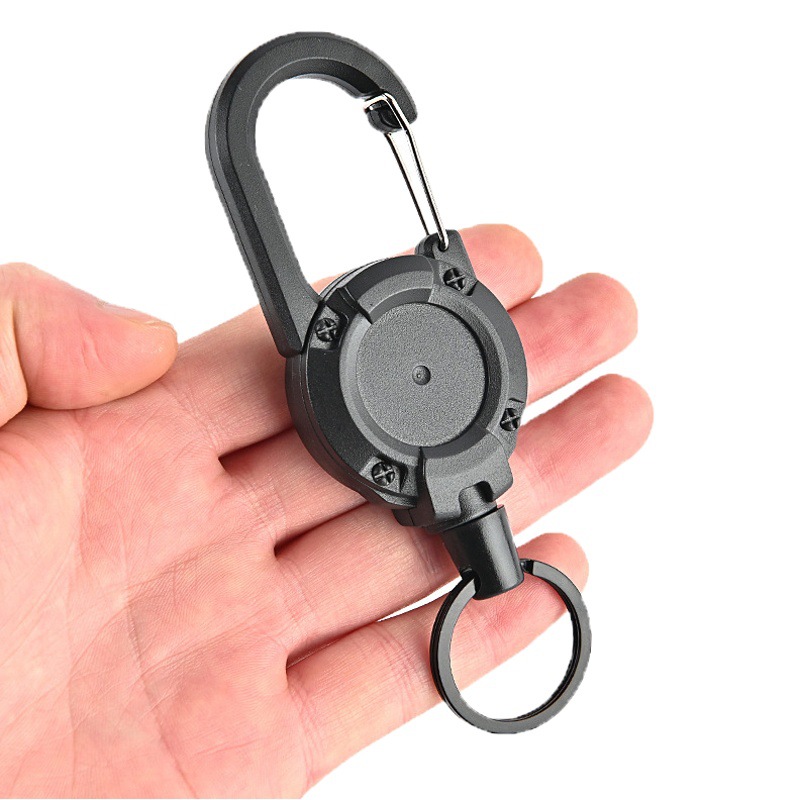 Picture of Backpack tactical U-shaped easy-pull buckle keychain retractable simple black outdoor portable steel wire four-color spring buckle