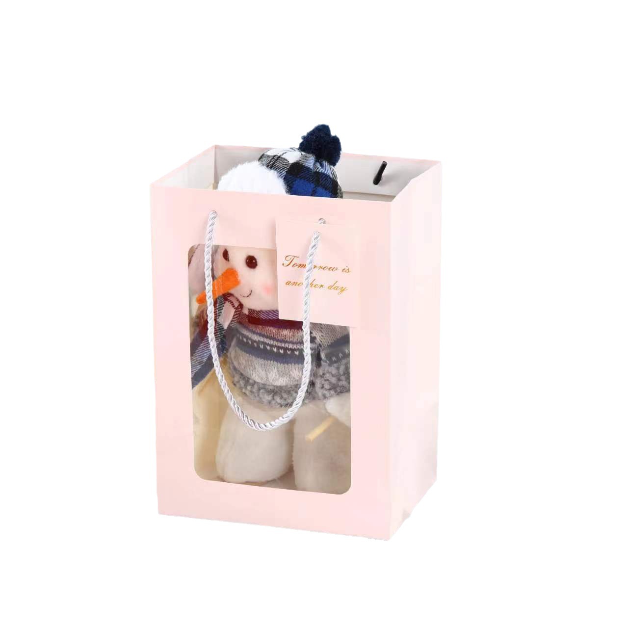 Picture of New Chinese Valentine's Day Flower Tote Bag Bouquet Packaging Gift Bag Transparent Window Tote Bag Wholesale