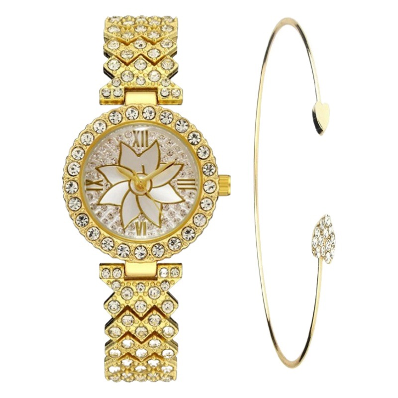 Women's diamond-encrusted fashion watch YYMY windmill quartz watch suit Ladies bracelet watch set