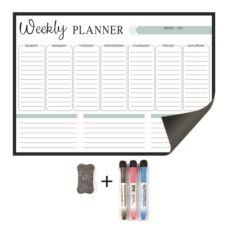 Picture of in stock Whiteboard Erasable Calendar Post suit Weekly Schedule Custom Movable Magnetic Message Board Refrigerator Sticker
