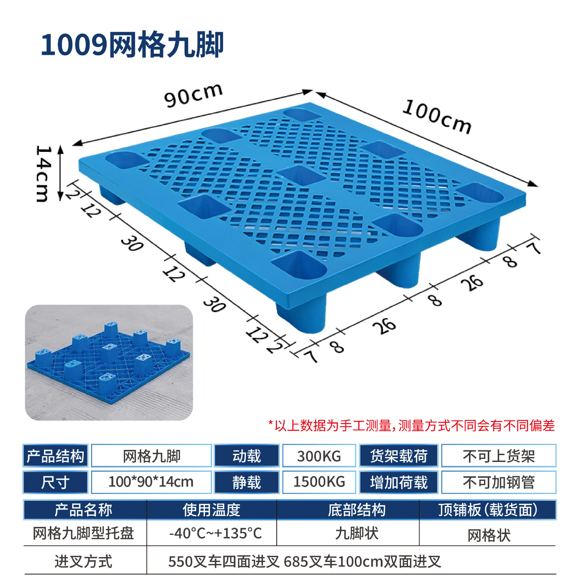 Picture of Plastic Pallet Nine-Foot Grid Forklift Pallet Warehouse Moisture-Proof Floor Board Logistics Pallet Plastic Pallet Manufacturer
