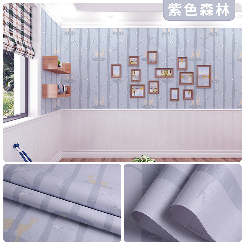 Picture of Wallpaper Self-adhesive Waterproof Moisture-proof Bedroom Background Wall Wallpaper Living Room Bedroom Dormitory Children's Room Cartoon Decorative Wall Stickers