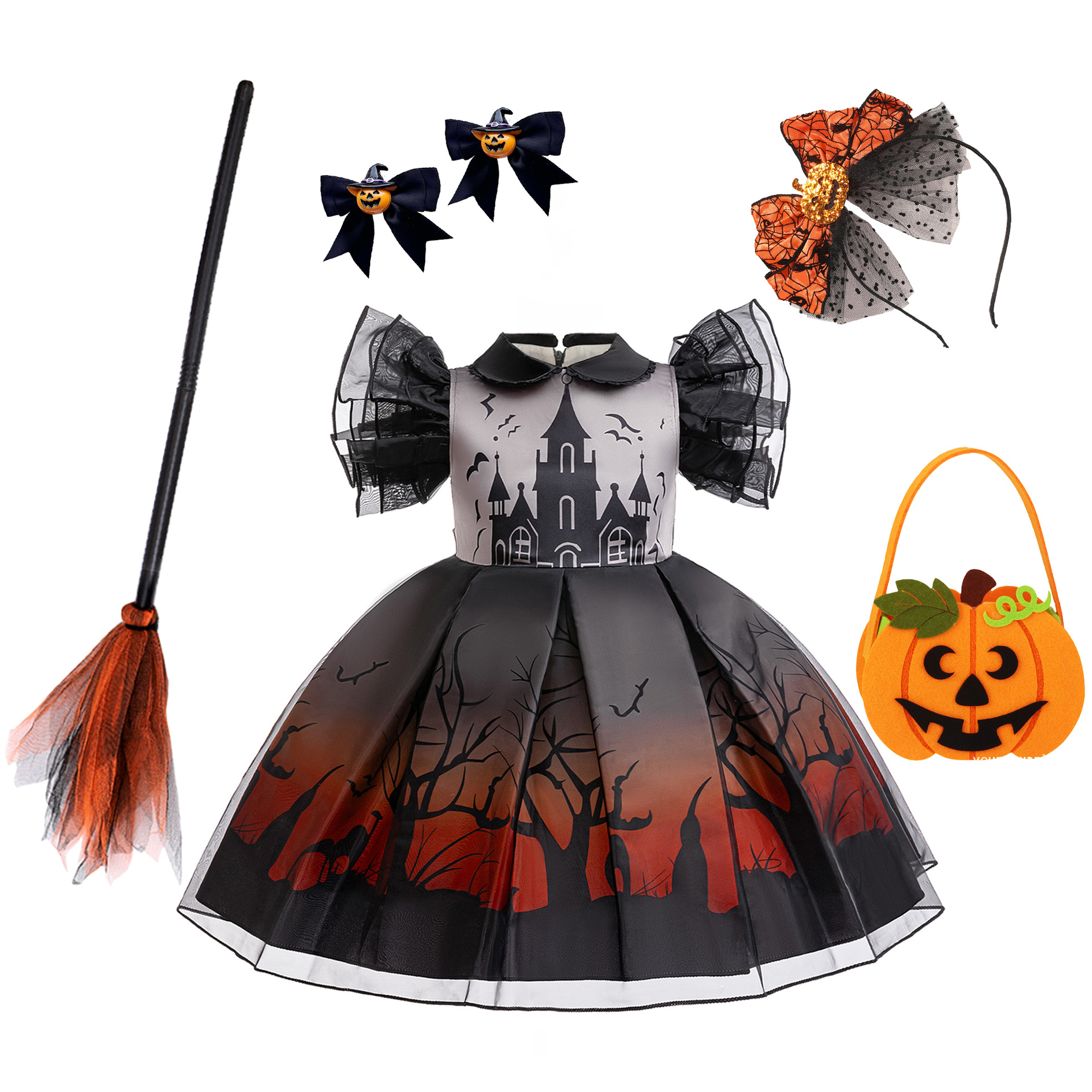 Halloween dress Halloween witch cosplay cosplay dress bat print dress