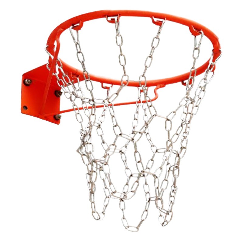 Bold Stainless Steel Basketball Net Basket Hoop Net Pocket 12 Buckles Metal Basketball Net Basketball Stand Outdoor Ball Frame Net Wholesale
