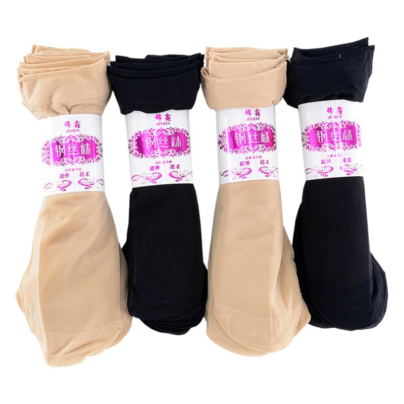 Factory summer ladies thin core-spun silk chili short stockings wear-resistant reinforcement anti-off steel wire socks wholesale