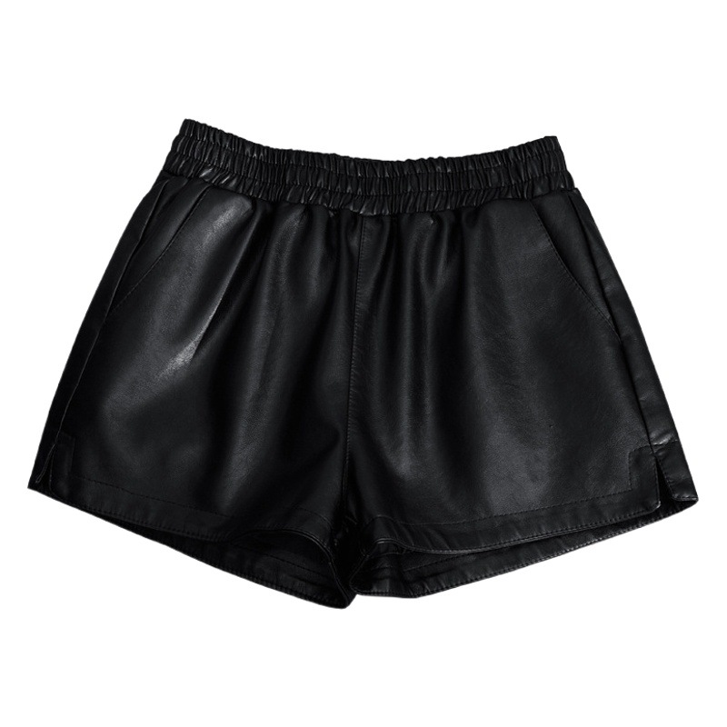 Casual Pants Women Autumn and Winter 2023 New High Waist Slimming Wide Leg Pants Small brown All-match Puleather Shorts