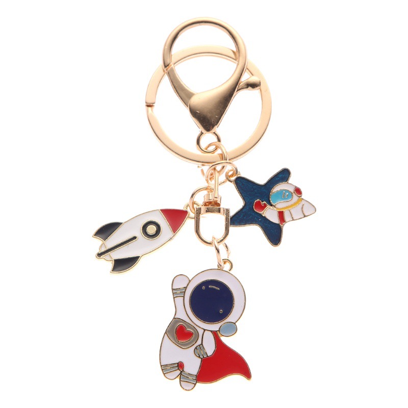 Astronaut Metal Keychain Creative Astronaut Pendant Rocket Star Car Key Chain Personality Bag Pendant