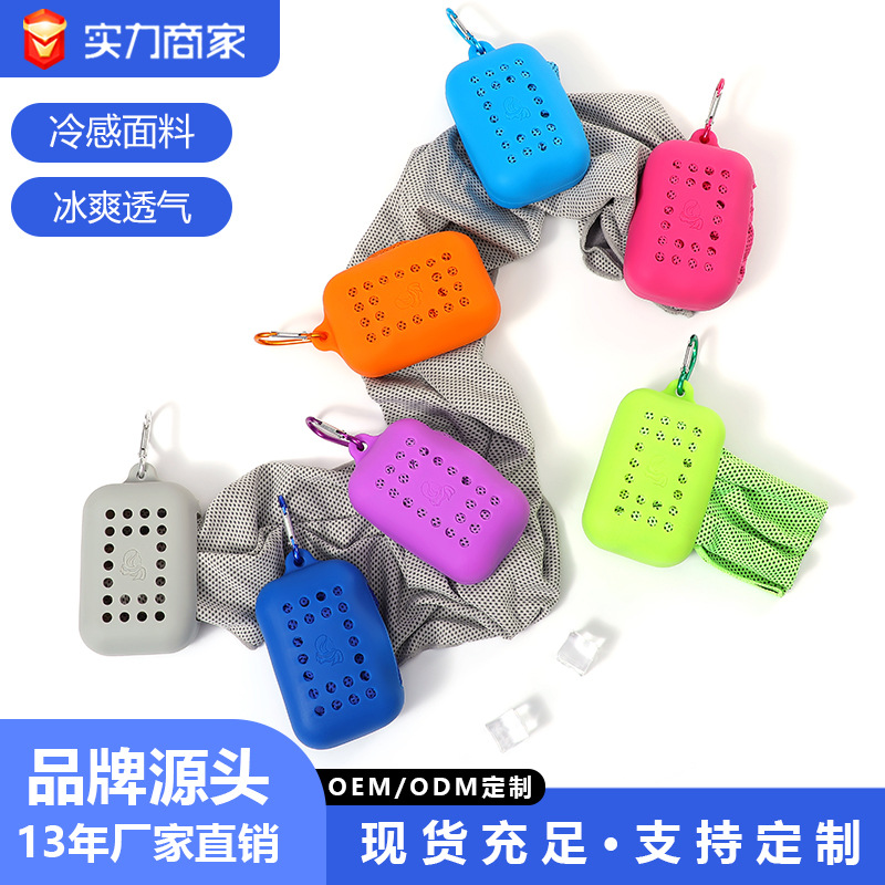 Fitness Cooling Cold Towel Travel Portable Sports Quick-Drying Towel Silicone Set Packaging Ready for Customizable Logo