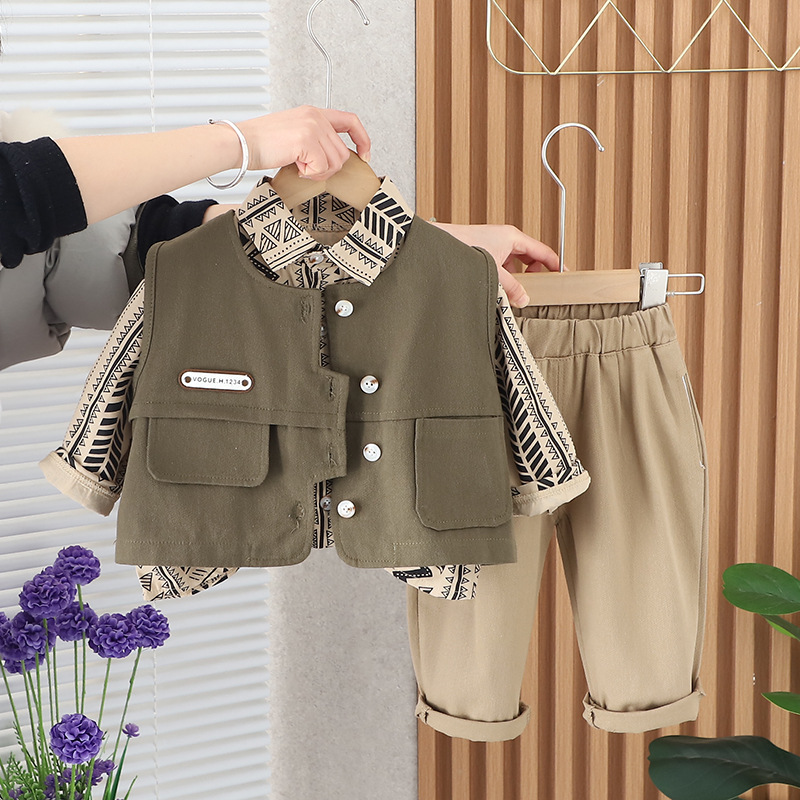 Picture of Boys' Clothing 2024 Autumn New Korean style sweater vest suit children's casual pants fashionable three-piece suit fashion