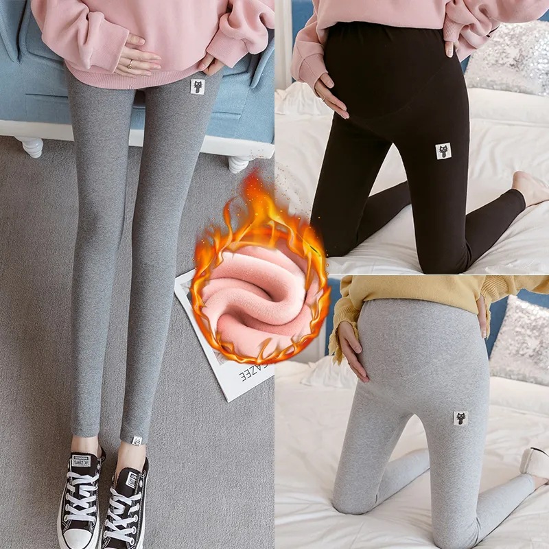 Picture of 2024 autumn and winter maternity fleece-lined warm pants non-inverted velvet padded outside wear stretch abdominal pants spring and summer leggings