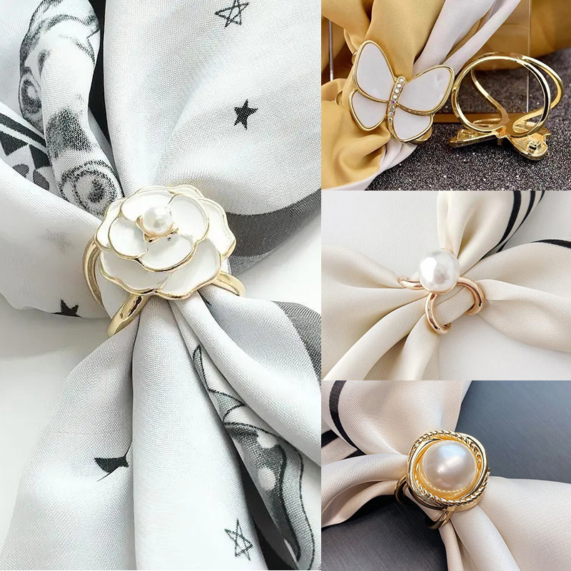 Picture of South Korea multi-functional scarf buckle high-grade Pearl fashion new Camellia windbreaker belt buckle high-end jewelry wholesale