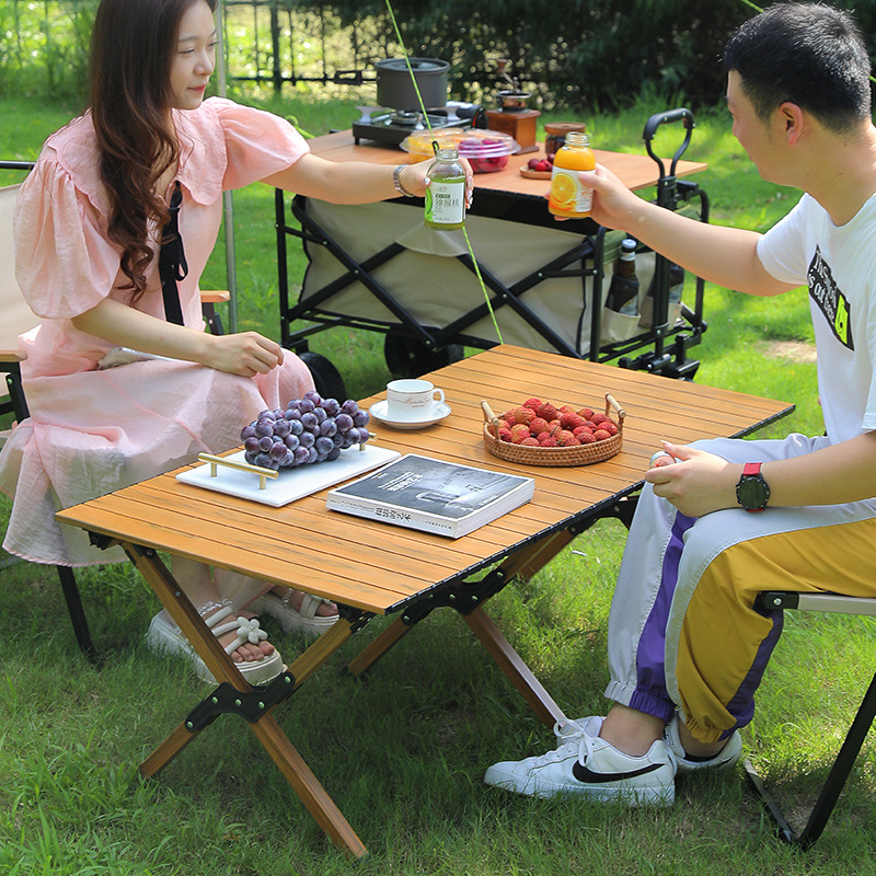 Picture of Alloy Steel outdoor folding egg roll table portable camping picnic folding table and chair Kermit chair barbecue table and chair