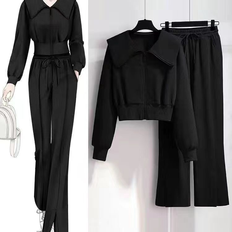 Grey Sweatshirt suit Women's Spring and Autumn 2023 New Internet Celebrated Fashion Casual Sportswear Two-piece suit