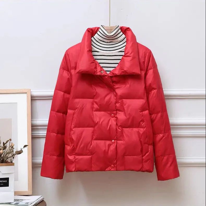 Picture of 2022 Winter New Korean Style Loose Large Size Lightweight Vertical Collar Down Cotton-padded Jacket Casual Short Cotton-padded Jacket Women's Coat