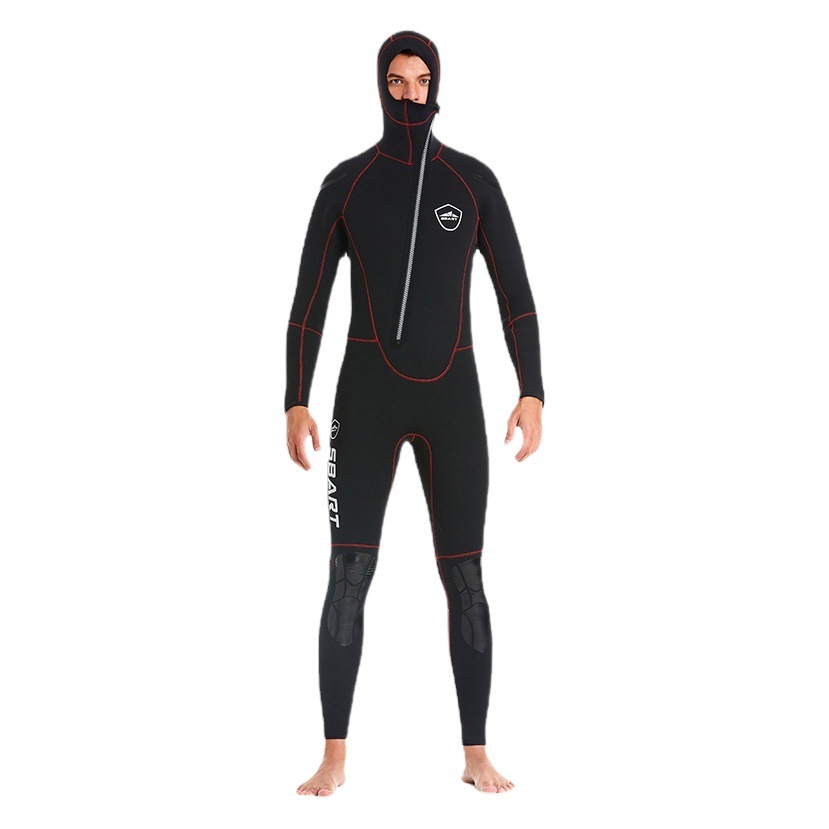 Shabbat New 5MM Diving Suit Men's Thickened Warm Hooded Fish Hunting Suit Winter Swimming Swimming Equipment Surfing Wet Suit