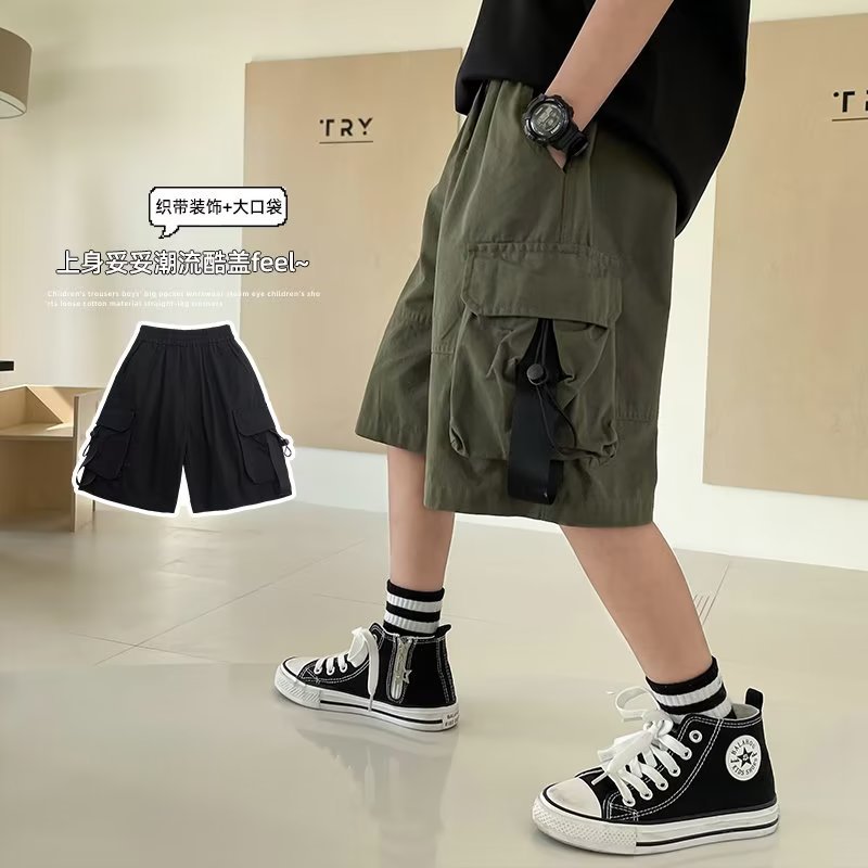 Boys' workwear shorts summer 2023 New middle pants children's clothing Japanese fashion brand summer big children's summer pants