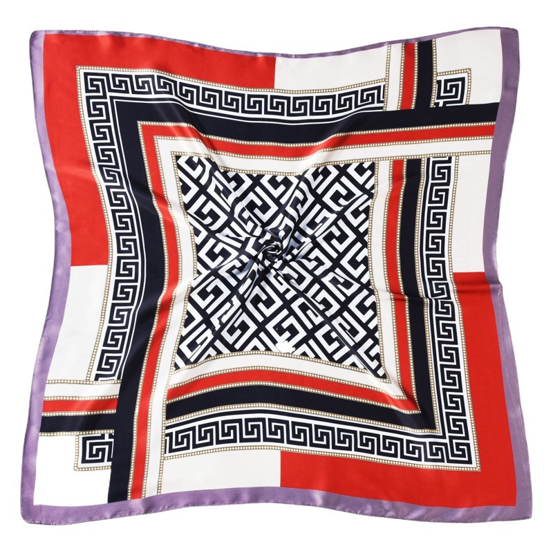 New Arrival Printed Silk Scarf Spring and Autumn Scarf 90 Square Scarf Satin All-match Scarf Women's Cross-border E-commerce in stock