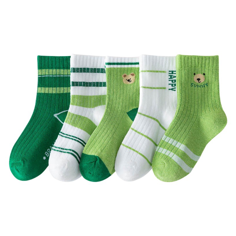 Picture of 2023 children's spring and summer socks mid-calf socks boys and girls Green bear cotton socks baby medium and big children's socks wholesale