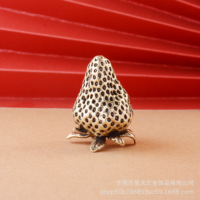 Picture of Pure Brass distressed strawberry decoration creative home office desktop strawberry decoration brass crafts stall wholesale