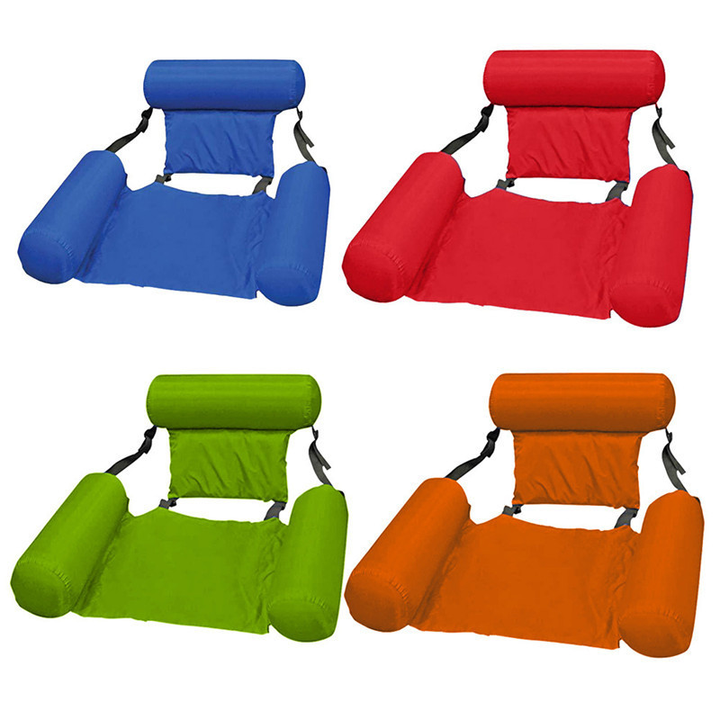 Foldable inflatable recliner water sofa amusement recliner floating bed with net hammock floating dual-use backrest floating row