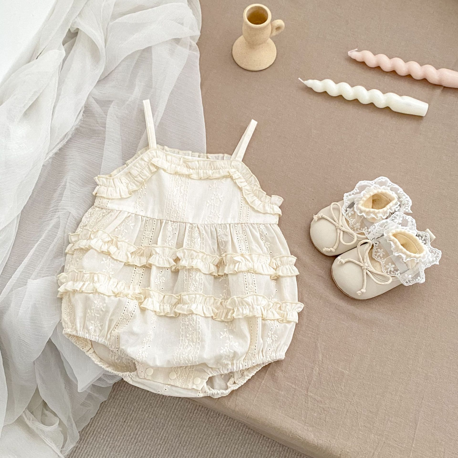 2025 Baby Girl Suspender Jumpsuit, Fashionable Lace Baggy Clothes, Full Moon Princess Clothes, Baby Summer Clothes
