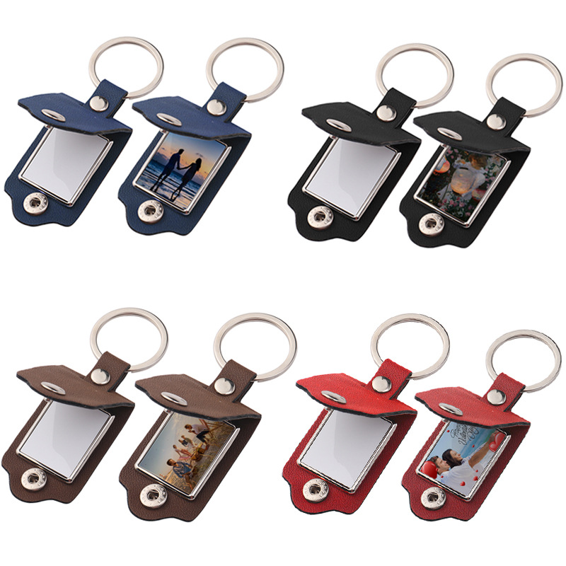 Cross-Border Blank Heat Transfer Leather Case Photo Frame Keychain Laser Multi-Functional DIY Leather Key Leather Case Photo Pendant