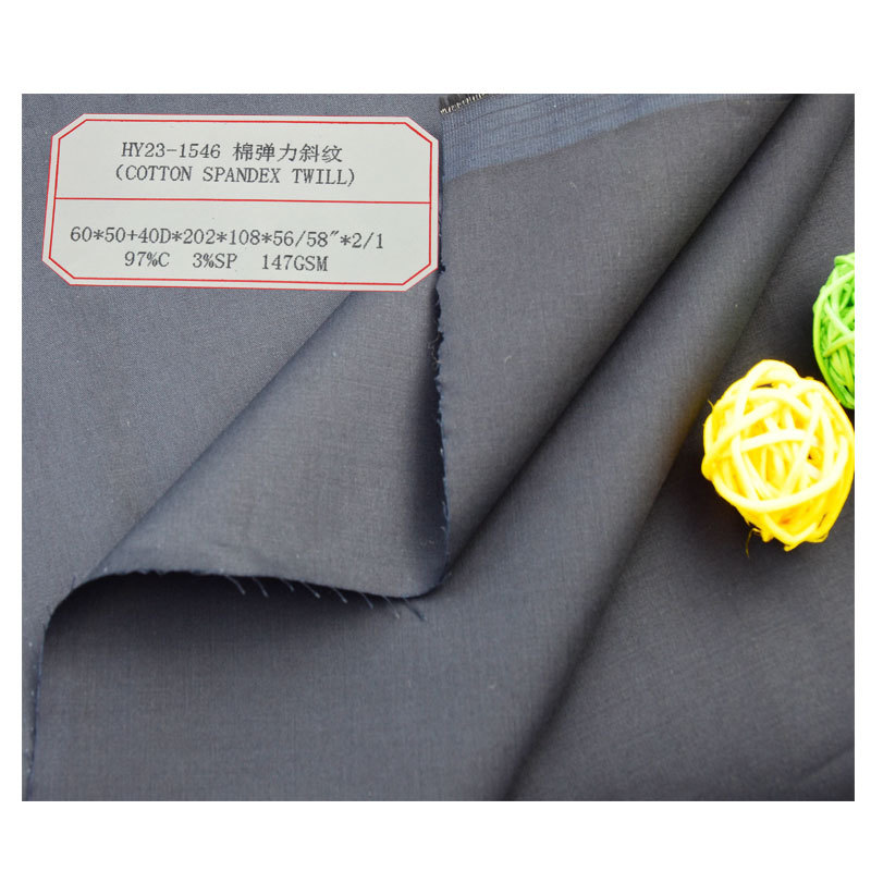 High-count, high-density cotton stretch twill fabric, 97% cotton, 3 spandex, wide-leg pants, casual pants, woven fabric