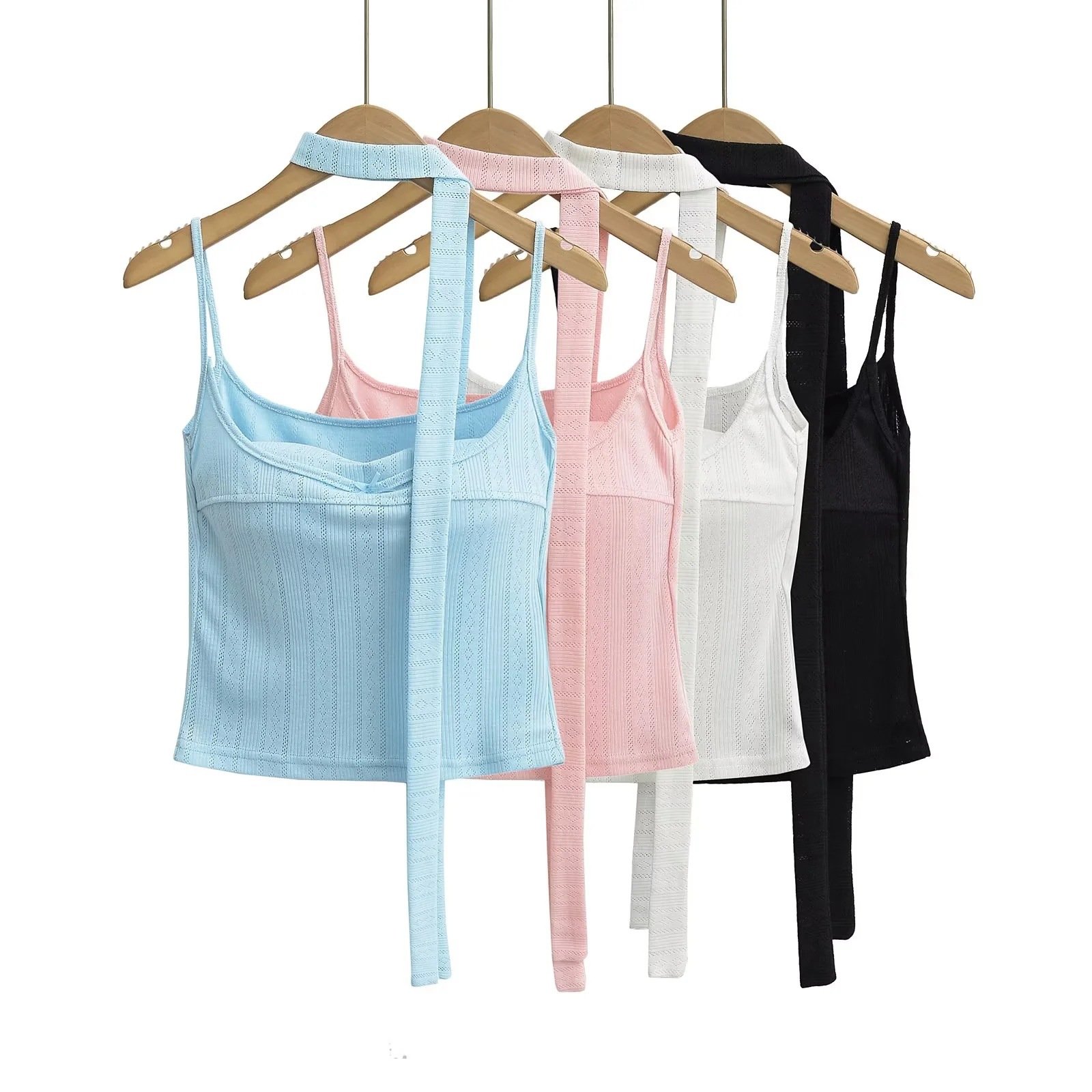 Sweet and Spicy Bow Camisole Women's Outer Wearing Summer French Pure Sexy Slim-fit Slim-fit Short Top
