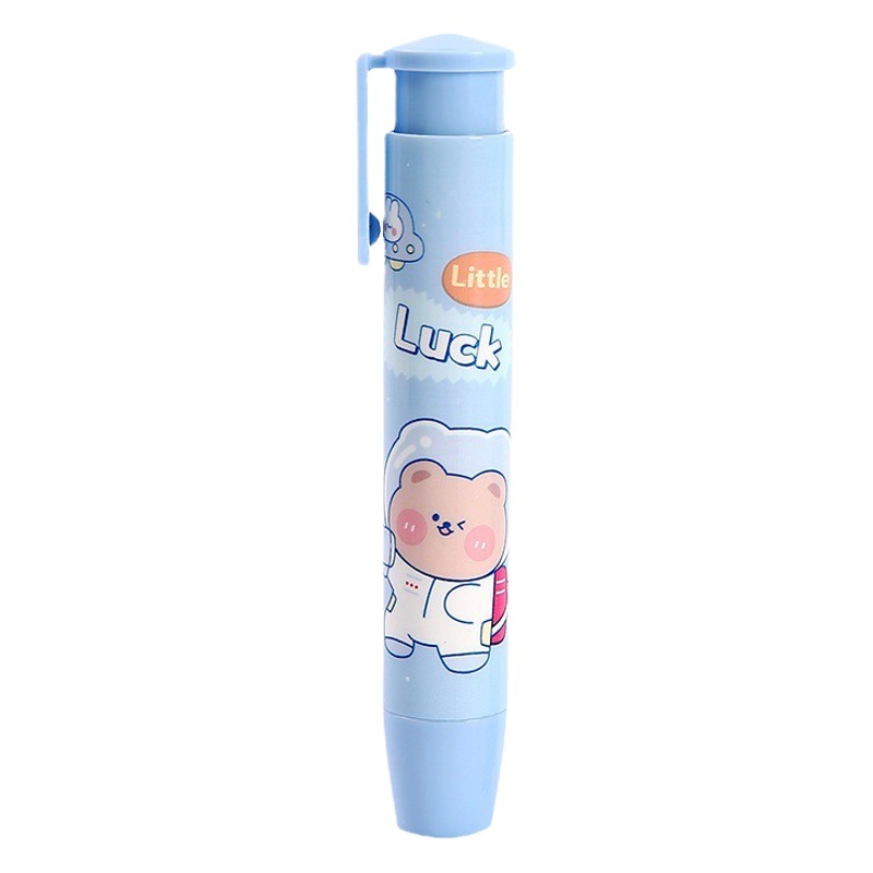 Cartoon Eraser for Primary School Students, Traceless Retractable Children's Press Eraser, Refill, Creative School Supplies