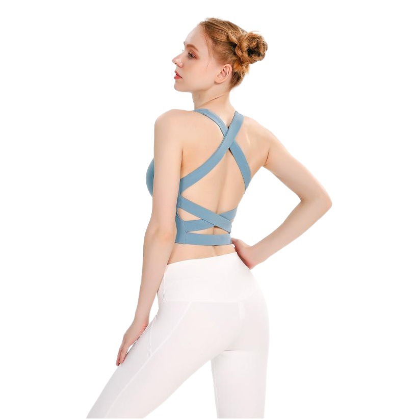 New Yoga Vest Beautiful Back Naked Sports Quick-Drying Vest Chest Wrap Bubble Wrap with Chest Pad High Elastic Training Bar