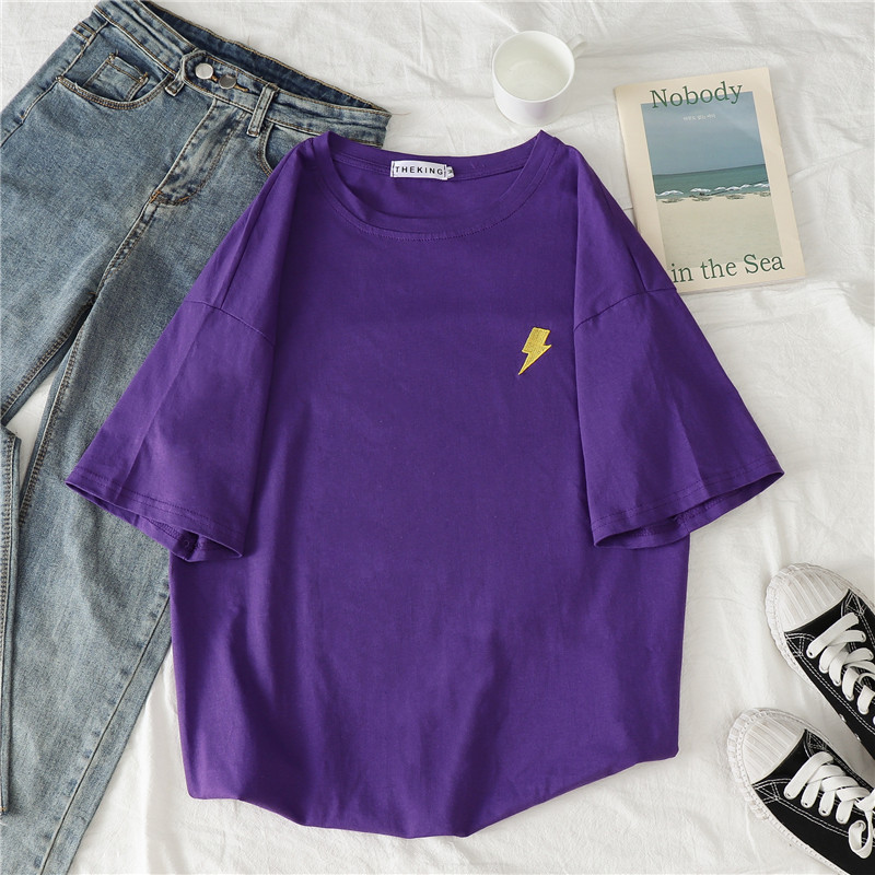 Picture of Short-Sleeved T-Shirt Women's Round Neck New Loose Korean Style Summer Weather Print Student Bottoming Shirt Tops Women's Clothing Wholesale